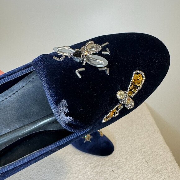 Vintage Havana | Sue Velvet Flats | Blue - Picture 8 of 8